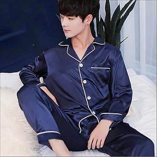 Ensemble de pyjama en soie résistant aux taches pour hommes, vêtements de nuit