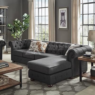 Canapé chesterfield 4 places fsh furniture, 285 cm l x 170 cm p