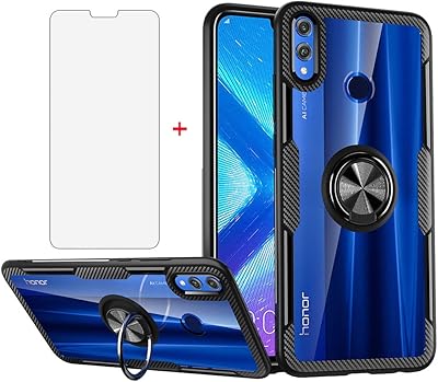 Coque mobile pour huawei honor 8x avec protecteur d'écran en verre trempé transparente
