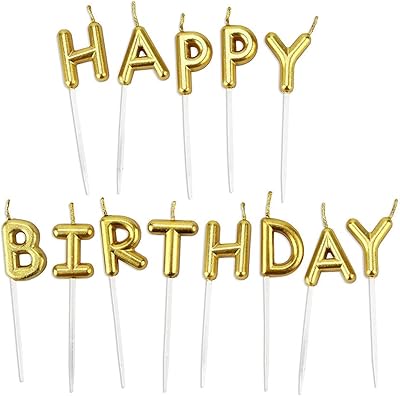 Ensemble de bougies dorées joyeux anniversaire [13 pièces] bougies de lettre d'anniversaire