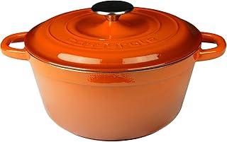 Four à lave hollandais en fonte émaillée 4,75 l série heritage rond avec couvercle contemporain (orange). Diaytar : Le e-commerce qui respecte votre budget