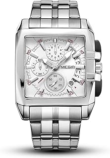 Montre pour hommes de mode de luxe carré en acier inoxydable cadran rectangulaire