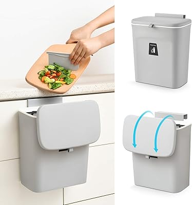 Poubelle à compost de cuisine u-home, petite poubelle suspendue avec couvercle pour porte