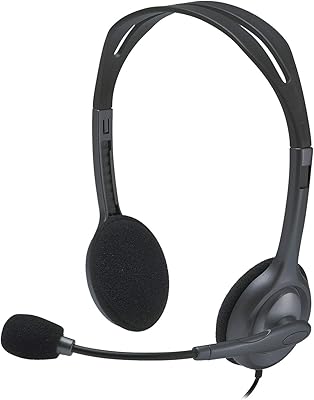 Casque stéréo filaire logitech h111 avec microphone antibruit et prise audio 3,5 mm