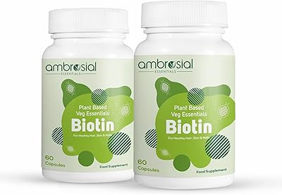 Comprimés de biotine ambrociale pour cheveux, peau et ongles, vitamines capillaires haute résistance 2500 mcg par capsule, comprimés capillaires végétariens de sesbania, 120 capsules végétariennes. Diaytar Sénégal : Votre guichet unique pour tous vos achats