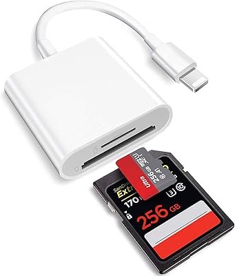 Lecteur de carte lightning vers sd 2 en 1 pour iphone [certifié apple]