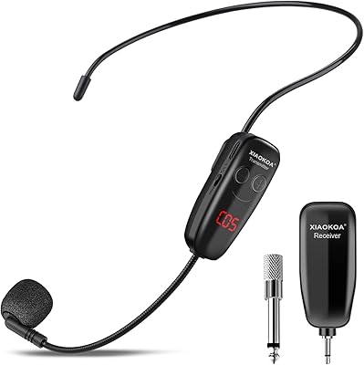 Microphone tête sans fil à affichage numérique led chaoqua fitness portée de 165