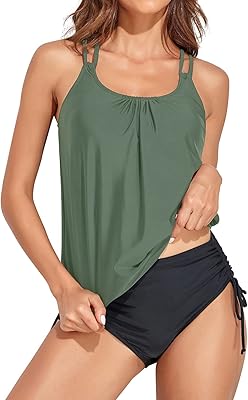 Maillot de bain tankini deux pièces pour femme, haut de sport tankini gainant