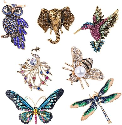 Ensemble de broches pour femmes, 7 pièces broche en cristal vintage mignon animal