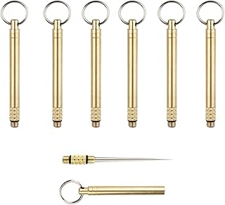 Lot de 6 cure-dents portables en titane, cure-dents intégré avec porte-clés, cure-dents télescopique