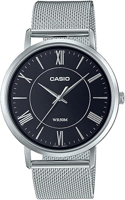 Montre analogique à cadran noir pour homme - mtp-b110m-1avdf, argent, bracelet