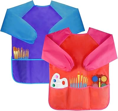 Ensemble de tablier dessin artistique imperméable à manches longues pour les tout-petits