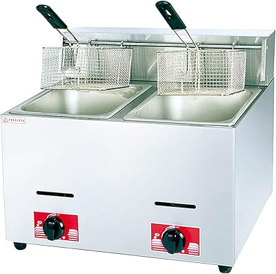 Friteuse à gaz 6l/12l, poêle à frire commerciale robuste en acier inoxydable avec panier et couvercle pour restaurant, maison, shopping (taille : 6l + 6l). La plateforme e-commerce qui démocratise la consommation : Diaytar