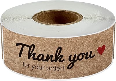 Étiquettes de remerciement pour votre commande, 1" x 3", autocollants adhésifs kraft rectangulaires