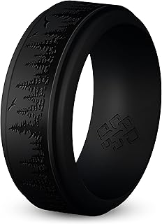 Bague en silicone pour hommes forest - alliance en caoutchouc gravé d'arbre