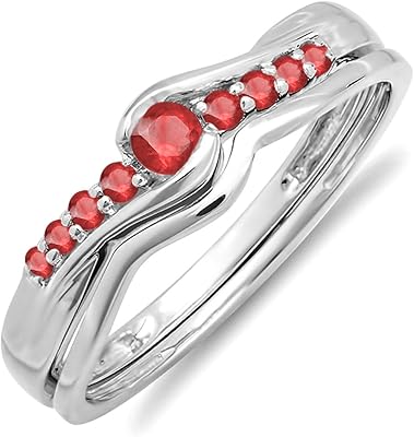 Ensemble d'alliances rondes en saphir 10 carats 0,25 carat pour femme, ensemble