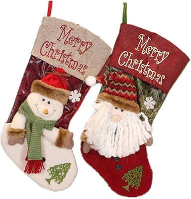 Bas de décoration de noël lot de 2 bas de père noël bonhomme