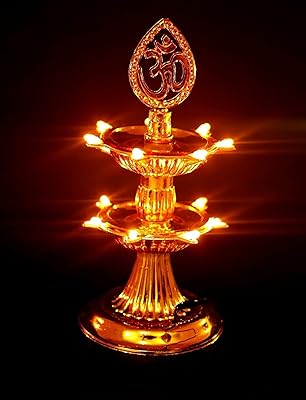 Lampe led électrique double couche ultimate mart diya deepak dorée pour décoration du