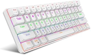 Clavier mécanique filaire hxsj 61 touches avec effet d'éclairage sympa v900 (blanc)