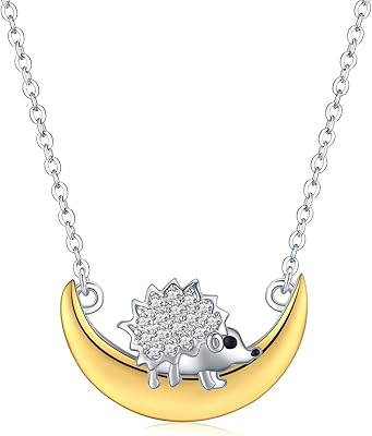 Justkidstoy collier éléphant en argent sterling 925, pendentif lune/tournesol, bijoux éléphant porte-bonheur, cadeaux