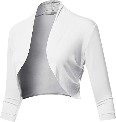 Cardigan boléro ouvert sur le devant pour femme, manches 3/4, grande taille, s
