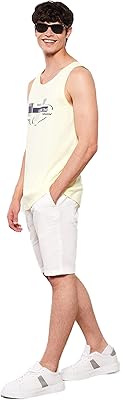Baskets en coton peigné imprimé sans manches à col rond s2gu10z8 pour homme