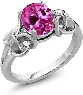 Bague pour femme en argent sterling 925 avec saphir créé rose