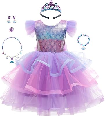 Yalla robe de princesse violette pour bébé fille avec accessoires gratuits - 90-140 cm, 3-12 ans, déguisement de fête d'anniversaire. Diaytar : Votre source de bonnes affaires en ligne