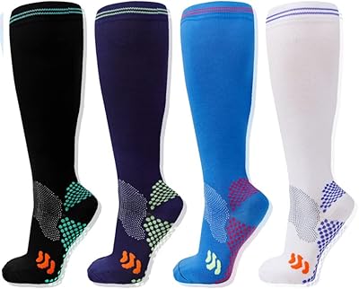 4 paires de chaussettes de compression médicales unisexes en coton 20-30 mmhg