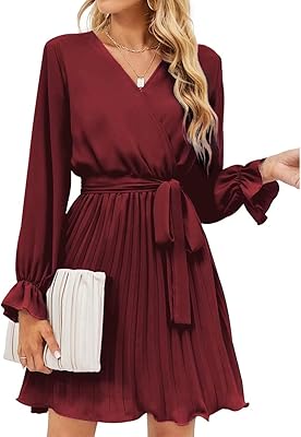 Robe d'automne et d'hiver pour femmes, col en v, manches longues moelleuses, robe