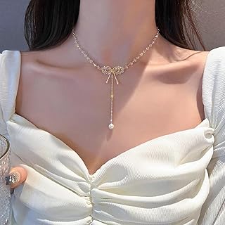 Goodrun collier élégant pour femme en strass de cristal blanc perles réglables