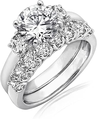 Bague en argent sterling plaqué platine avec trois pierres de zircone