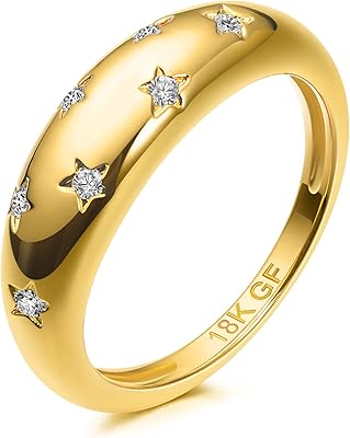 Bague ovale en forme de dôme scintillante plaquée or 18 carats parsemée