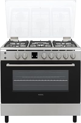 Marmite à gaz vestel, 5 feux, avec four à gaz et grill, dimensions