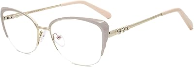 Lunettes œil de chat à demi-monture en métal sans ordonnance pour femmes