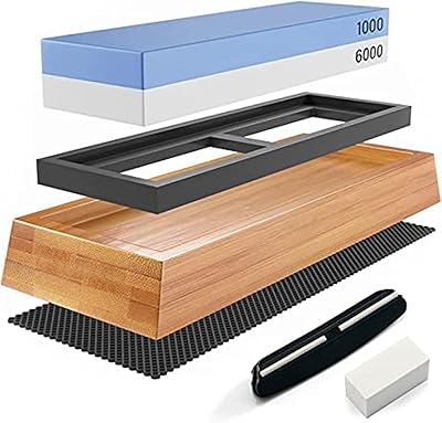 Aiguiseur de couteaux de cuisine kishmi - double face 1000/6000 avec silicone antidérapant