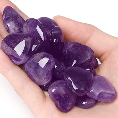 10 pièces de cristaux naturels en forme de cœur, améthyste polie épaisse, cœurs