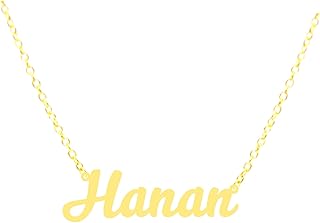 Collier pendentif plaqué or 21 carats avec le nom hanan