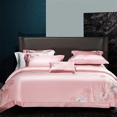 Zlxdp ensemble de couette à larges bords en coton brodé type de drap