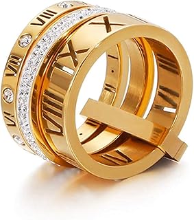 Bague en acier inoxydable sertie de zircons pour femmes et filles avec chiffres