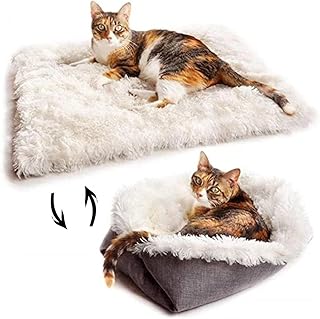 Lit d'intérieur pliable et convertible pour chat, nid de couchage et tapis 2
