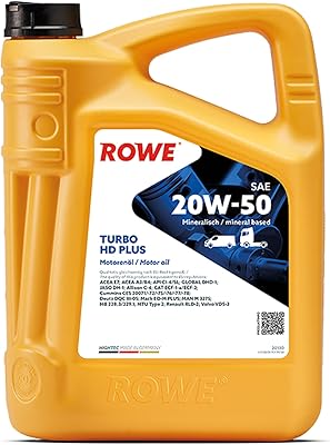 Huile moteur rowi hi-tech turbo hd sae 20w-50 plus - 5 litres
