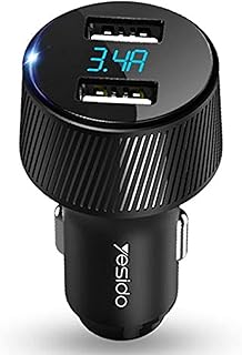 Chargeur de voiture yesido en alliage d'aluminium double port usb 3,4a avec voltme. Shopping en ligne au Sénégal ? Pensez Diaytar !