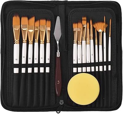 Ensemble de pinceaux de peinture d'art noir 15 pièces, ensemble de pinceaux