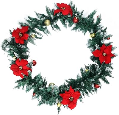 Couronne de noël yatai de 2,7 m pour cheminées, escaliers, couronne de neige