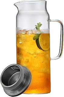 Carafe à eau en verre avec couvercle en borosilicate au design moderne