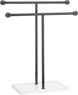 Porte-serviettes et accessoires de bijoux double t amazonbasics bronze blanc
