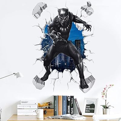 Stickers muraux amaeba 3d black panther design pour décorer les chambres d'enfants