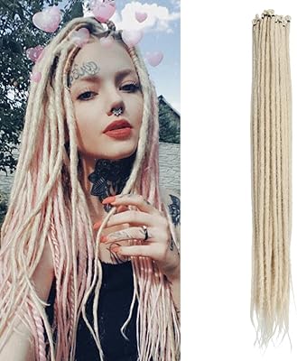 Extensions de dreadlocks synthétiques fines de 0,6 cm, faites à la main, 20