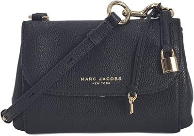 Sac bandoulière en cuir noir pour femme avec détails en métal doré h104l01pf22